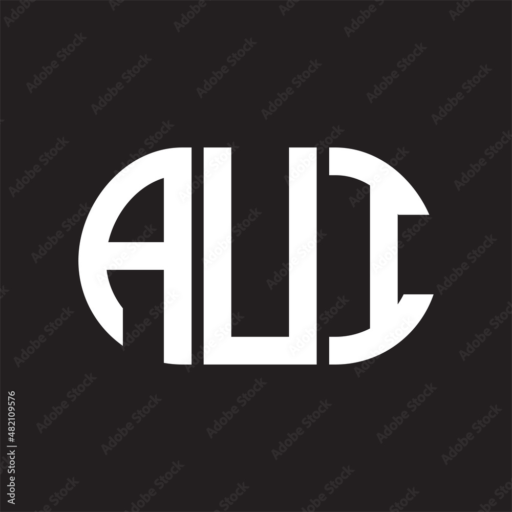 AUI letter logo design on black background. AUI