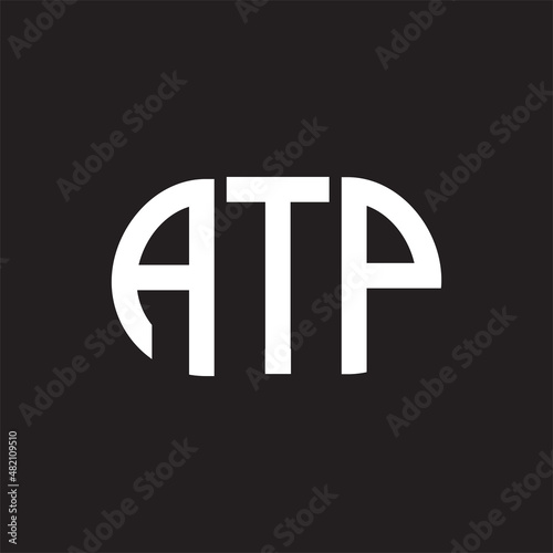 ATP letter logo design on black background. ATP