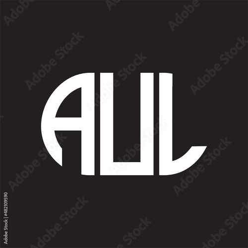 AUL letter logo design on black background. AUL