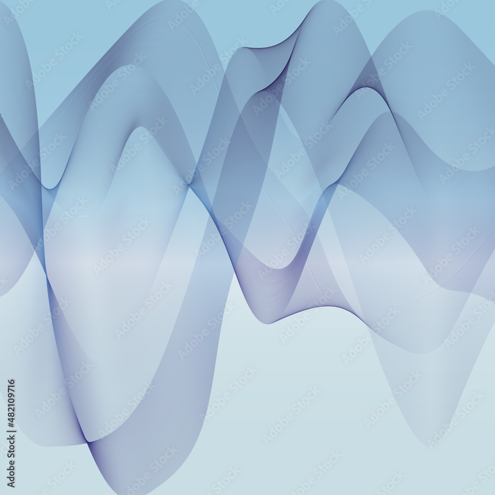 Fototapeta premium Colored wavy lines on a delicate bluish background.3d.