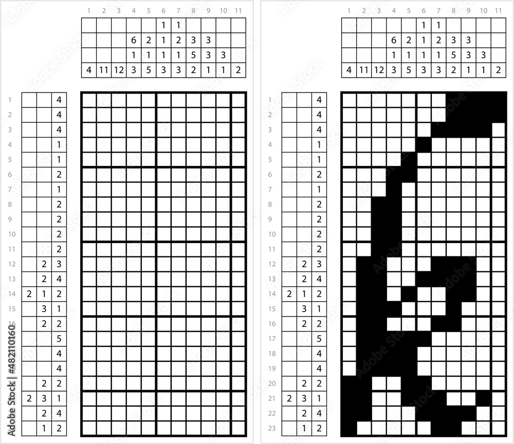 Fototapeta premium Alphabet K Lowercase Nonogram Pixel Art M_2201002