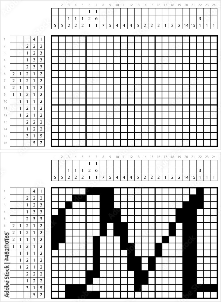 Fototapeta premium Alphabet M Nonogram Pixel Art M_2201002