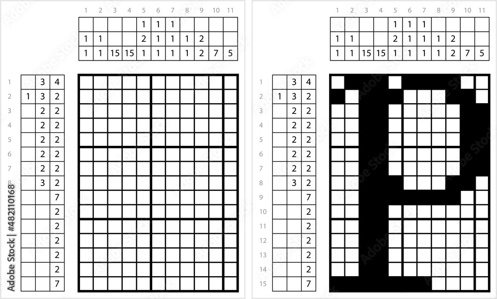 Fototapeta premium Alphabet P Lowercase Nonogram Pixel Art M_2201001