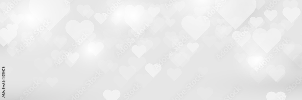White hearts bokeh light background. Vector illustration - obrazy, fototapety, plakaty 