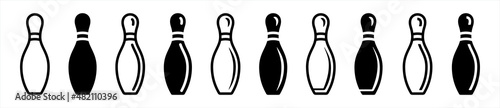 Fotografija Bowling pin icons set. Vector illustration