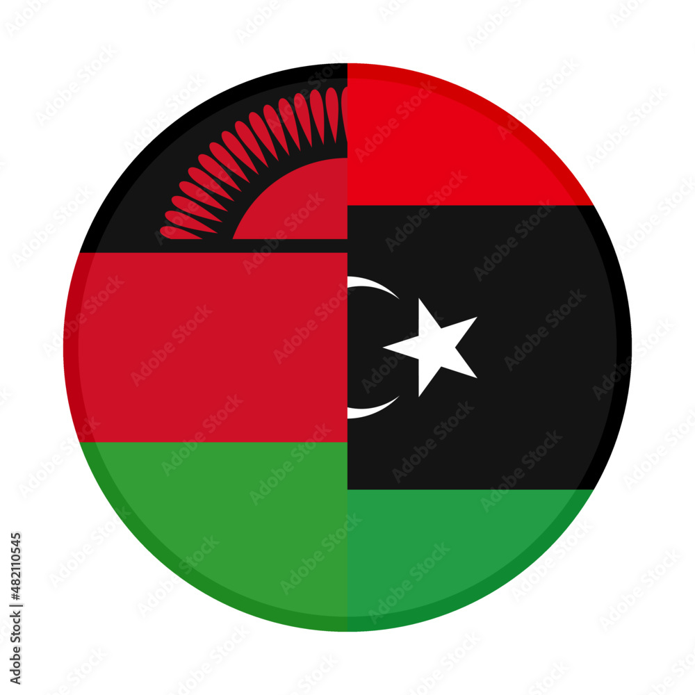 round icon with malawi and libya flags. vector illustration isolated on white background round icon with malawi and libya flags. vector illustration isolated on white background
