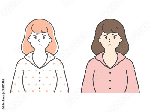 怒る女性上半身色違いセット