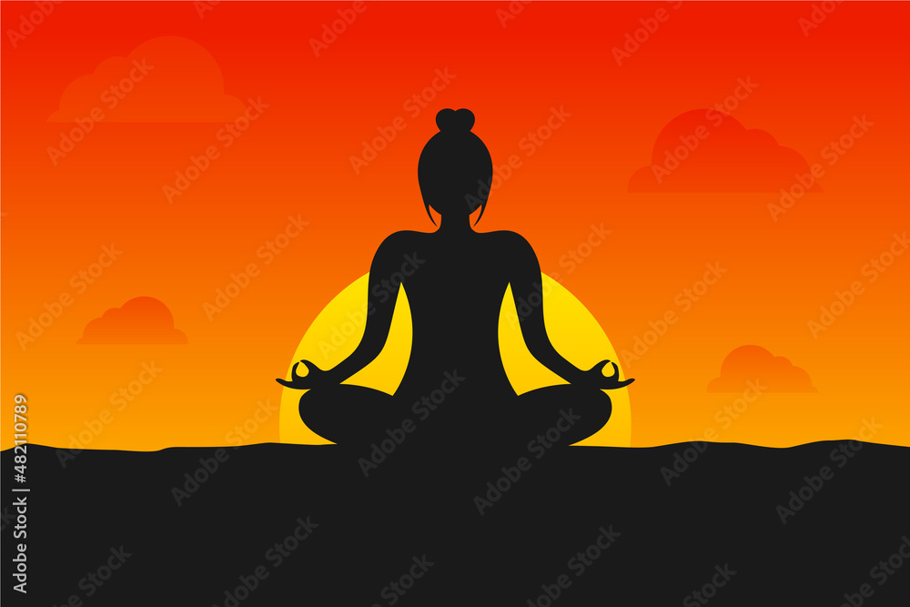 Illustration Vector Graphic of Sunset Yoga Silhouette. Perfect to use for Yoga Studio Wallpaper Illustration Vector Graphic of Sunset Yoga Silhouette. Perfect to use for Yoga Studio Wallpaper
