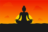 Illustration Vector Graphic of Sunset Yoga Silhouette. Perfect to use for Yoga Studio Wallpaper