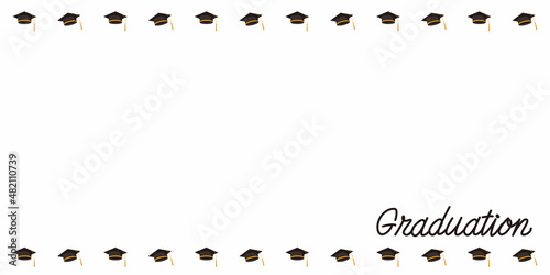 Graduation concept simple frame. Graduate frame for banner, background, decoration and graphic design. Graduation hat decoration border. Vector illustraiton.