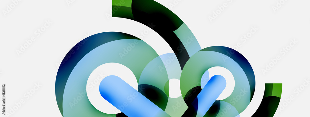 Round shapes circles and other geometric forms. Vector illustration for wallpaper banner background card or landing page