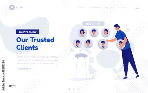 Our happy clients concept for website or landing page