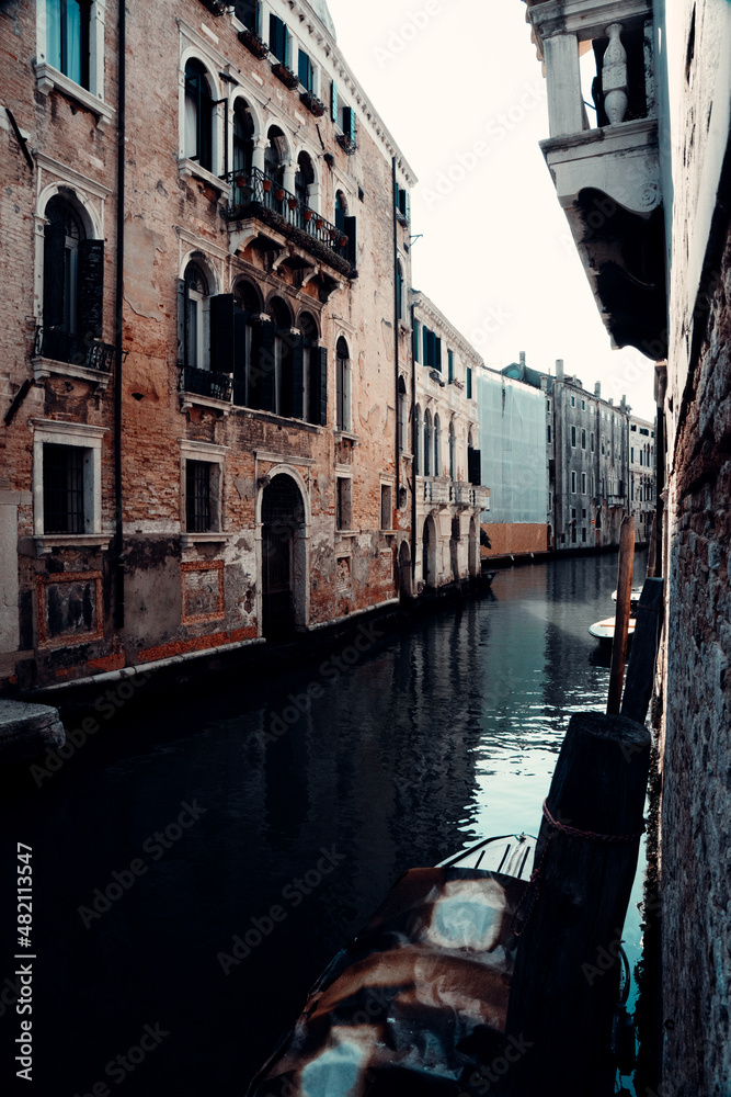 Small Canal and Old Buildings in Venice, Italy
