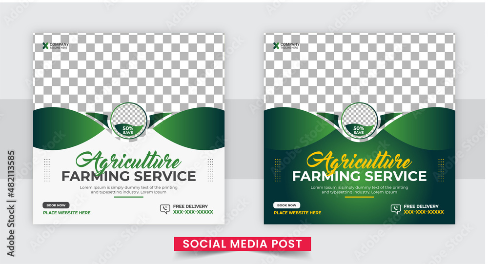 Agro farm services social media post or web banner template. Agro farm services social media post or web banner template.