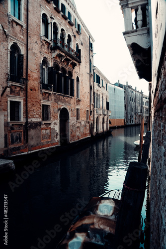 Small Canal and Old Buildings in Venice  Italy