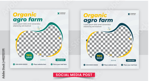 Agro farm services social media post or web banner template design. Agricultural and farming services social media post and web banner template