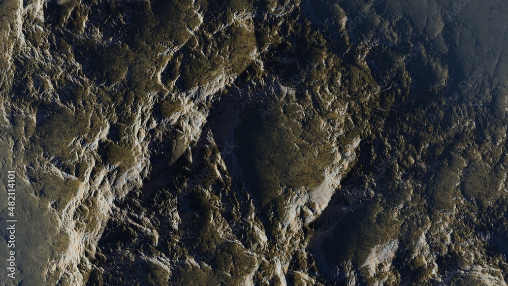 3d render of abstract planet surface with high detailed relief