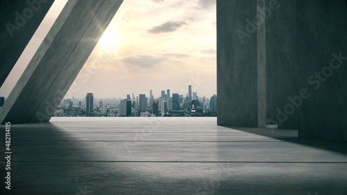 3d illustration, architectural, architecture, background, blank, bridge, building, buildings, car showroom, city, cityscape, concrete, concrete construction, concrete texture, construction, copy space