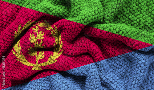 Eritrea flag on knitted fabric. 3D-image