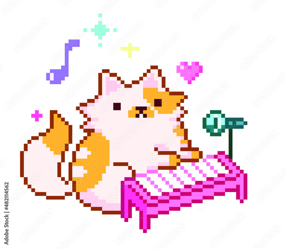 Obraz premium cat pixel art.