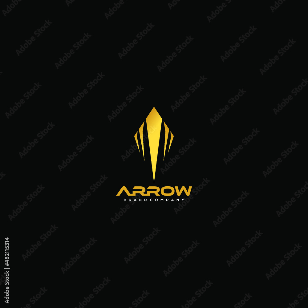 Gold arrow logo on black background. Luxury and premium logos. You can use it for your company