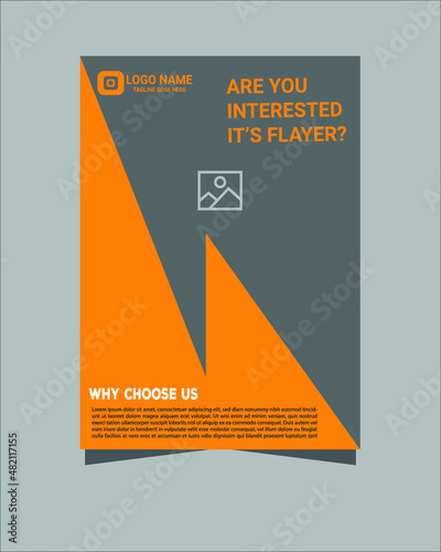 Business abstract vector template. Business flyer in A4 with colorful triangles, geometric shapes for tech, science, market with light background