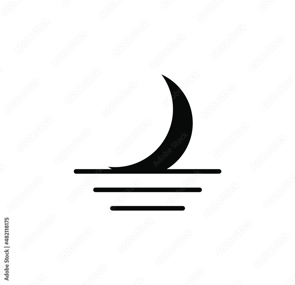 Fototapeta premium Moon, Night, Moonlight, Midnight Solid Icon, Vector, Illustration, Logo Template. Suitable For Many Purposes.