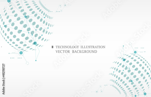 White vector background abstract technology concept.spheres with world globe and connect concept.