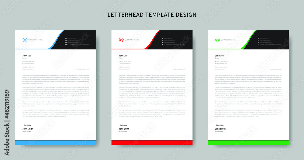 professional modern creative abstract clean colorful letterhead design template