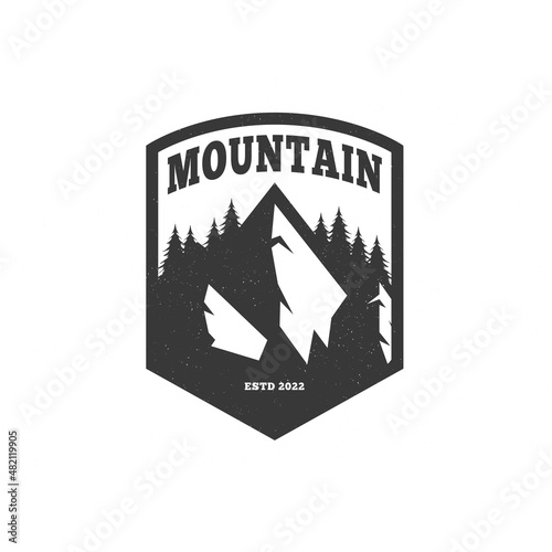Illustration for sport adventure  camping  campfire  emblem camping  hobby illustration. Vintage mountain campfire vector logo and labels set