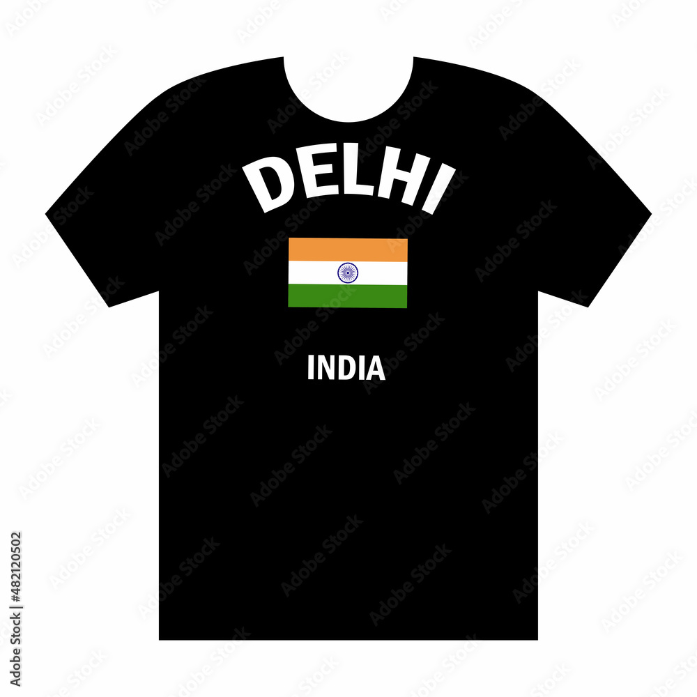 T-shirt Designs, Delhi and India Writings plus Indian flags.