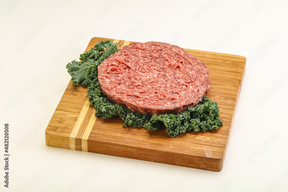 Raw beef burger cutlet for burger Raw beef burger cutlet for burger