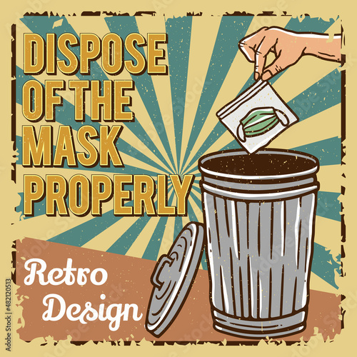 poster and flyer design dispose of masks properly