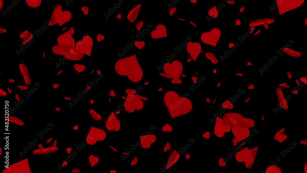 A 3D explosion of red hearts on alpha channel background. A 3D explosion of red hearts on alpha channel background.