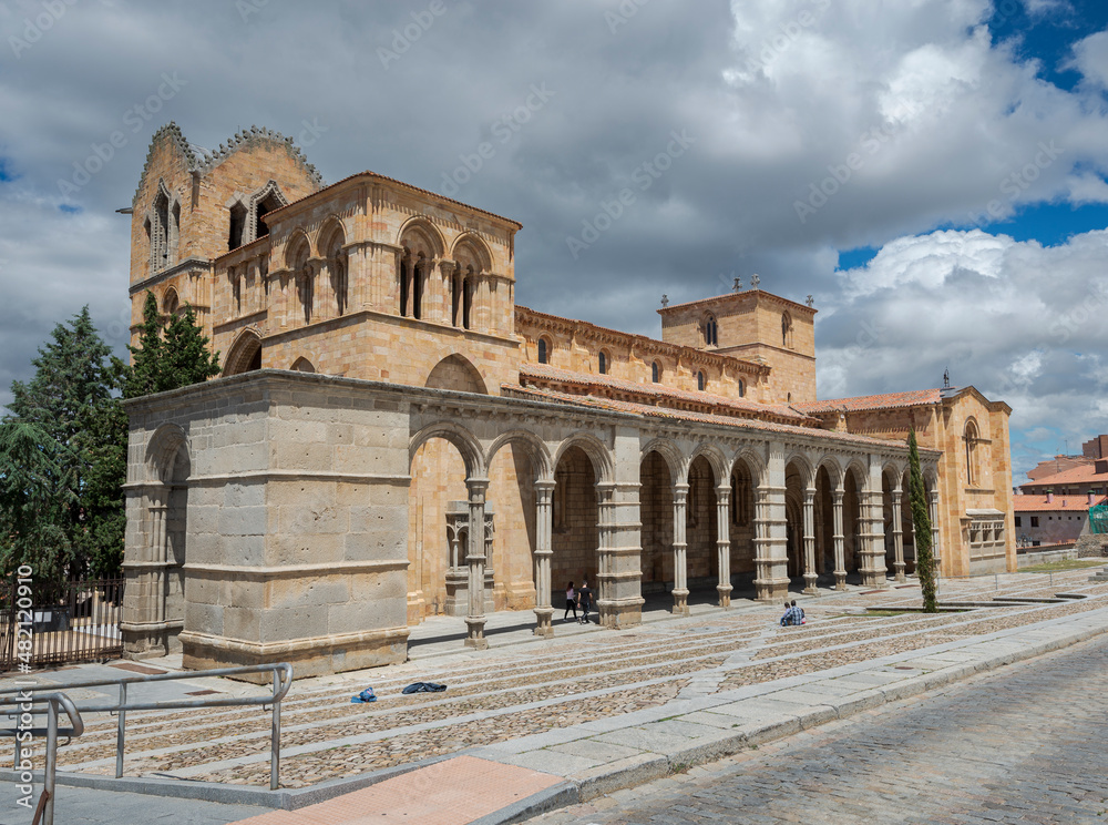 Basilica of San Vicente. It is a Catholic church and one of the best examples of Romanesque architecture in Avila, Spain