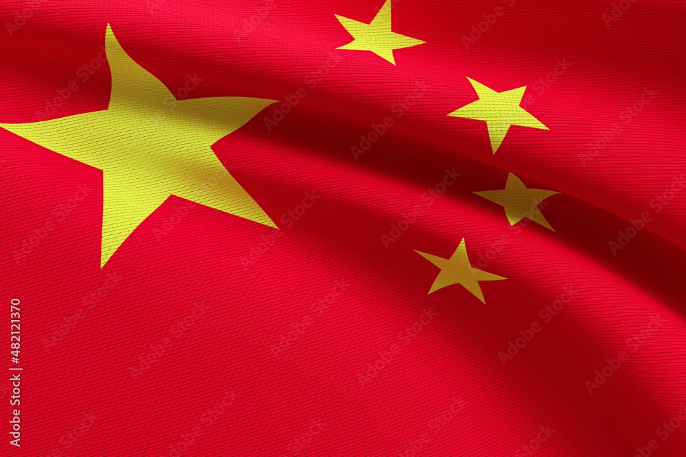 3d render illustration of China flag. Realistic Japan Flag waving in wind. 3d render illustration of China flag. Realistic Japan Flag waving in wind.