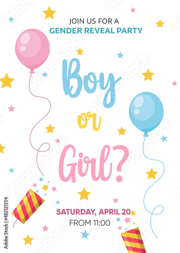party invitation, boy or girl, vector