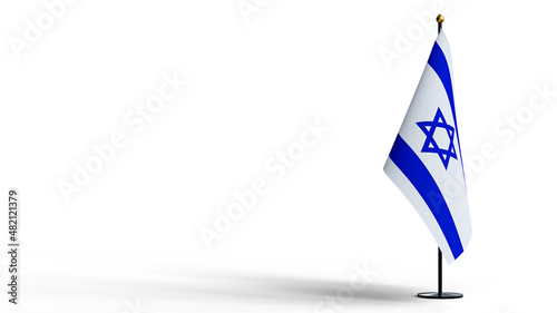 Small national flags of the Israel on white black ground with Clipping Path. 3d render illustration.