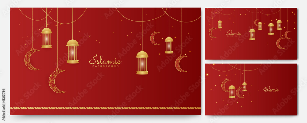 golden lantern arabic red gold Islamic design background golden lantern arabic red gold Islamic design background