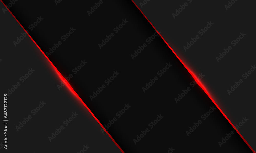 Abstract black red line light banner slash on grey design modern futuristic background vector - obrazy, fototapety, plakaty 