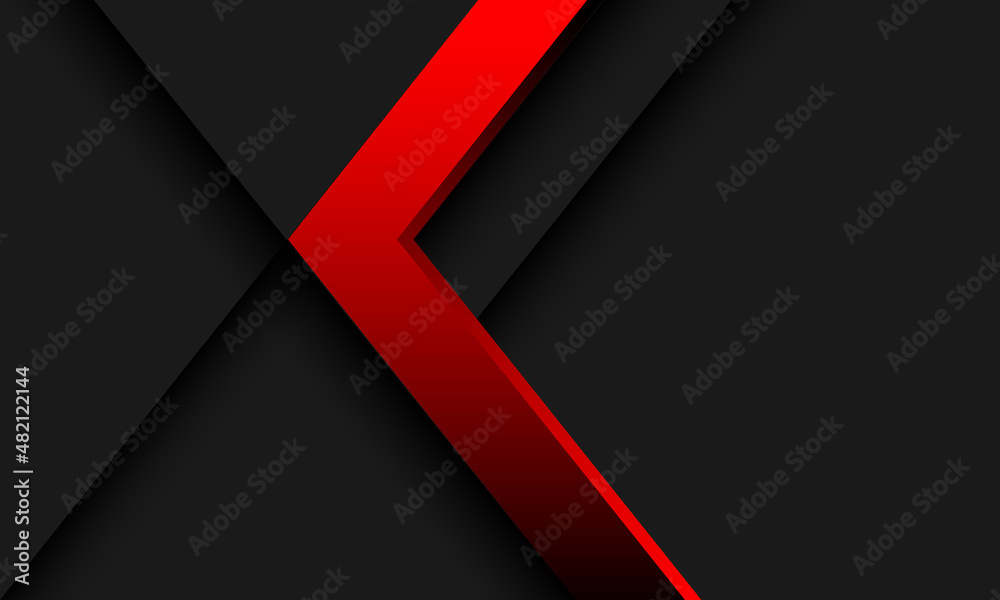 Abstract red arrow direction black slash shadow on grey design modern futuristic background vector