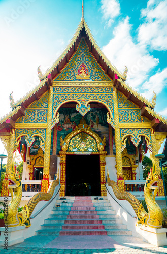 Gold Temple with Red Roof in Thailand