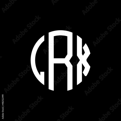 LRX letter logo design. LRX modern letter logo with black background. LRX creative  letter logo. simple and modern letter LRX logo template, LRX circle letter logo design with circle shape. LRX   photo