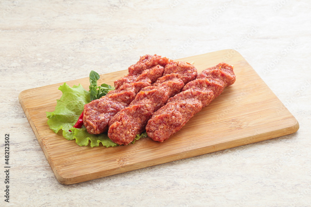 Raw beef kebab minced meat