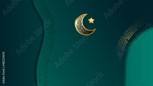 Flat arabic green Islamic design background