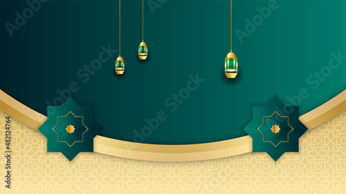 Realistic Mandala arabic green Islamic design background