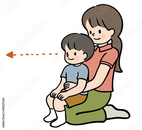 母親の膝に座る子ども