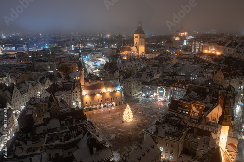 Obraz na płótnie Panorama of Tallinn. January 2022 w salonie