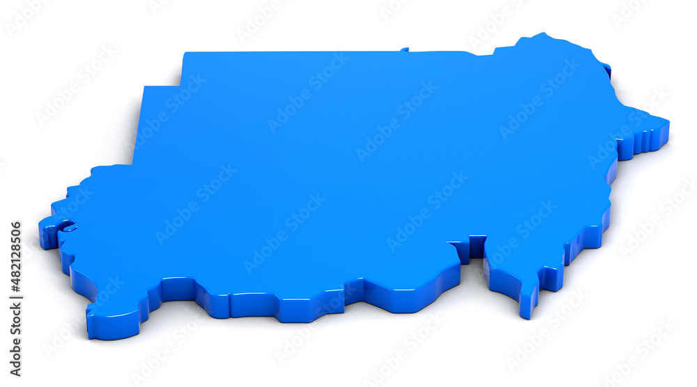 3d map of Sudan isolated on white background. 3d illustration. 3d map of Sudan isolated on white background. 3d illustration.