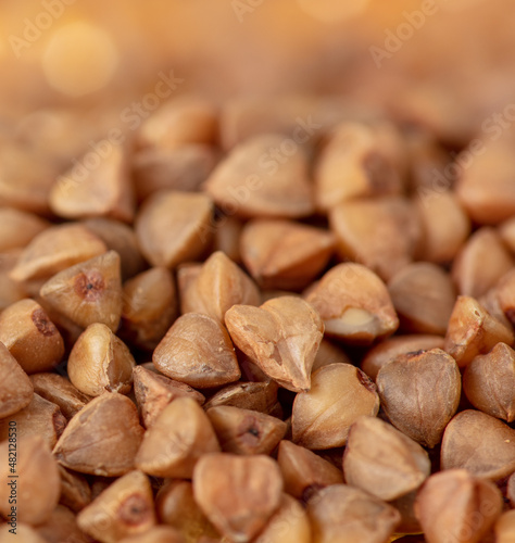 Close-up of buckwheat groats as background.